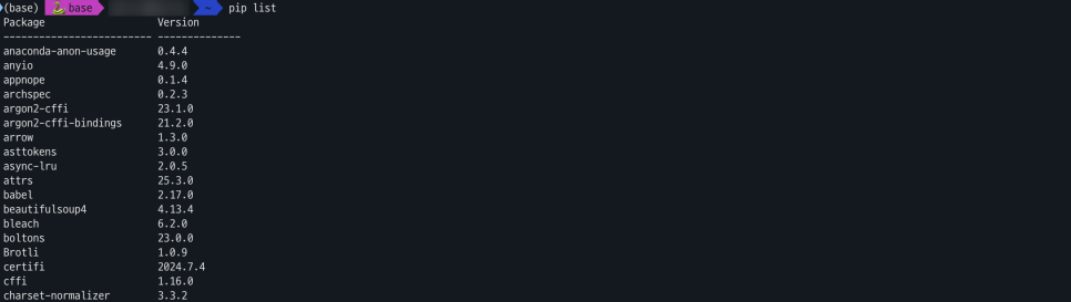 pip list